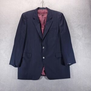 Jack Victor Blazer Mens 46L Blue Wool Suit Jacket Made In Canada 2 Button Office
